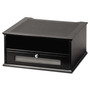 Victor Midnight Black Collection Wood Monitor Riser - Flat Panel Display Type Supported - 1 x Shelf(ves) - DepthDesktop - Matte Black - Faux Leather, Wood, Glass, Metal