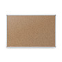 Mead Economy Cork Board with Aluminum Frame, 24" x 18", Tan Surface, Satin Aluminum Frame