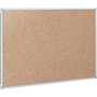 Mead Economy Cork Board with Aluminum Frame, 24" x 18", Tan Surface, Satin Aluminum Frame
