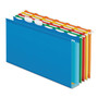 Pendaflex Ready-Tab Extra Capacity Reinforced Colored Hanging Folders, Legal Size, 1/6-Cut Tabs, Assorted Colors, 20/Box