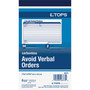TOPS Avoid Verbal Orders Manifold Book, Two-Part Carbonless, 6.25 x 4.25, 50 Forms Total