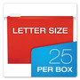 Pendaflex Colored Reinforced Hanging Folders, Letter Size, 1/5-Cut Tabs, Red, 25/Box