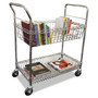 Alera Carry-all Mail Cart, Metal, 1 Shelf, 1 Bin, 34.88" x 18" x 39.5", Silver (ALEMC3518SR) View Product Image