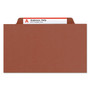 Smead Pressboard Classification Folders, Six SafeSHIELD Fasteners, 2/5-Cut Tabs, 2 Dividers, Legal Size, Red, 10/Box