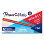 Paper Mate Write Bros. Ballpoint Pen, Stick, Fine 0.8 mm, Red Ink, Red Barrel, Dozen