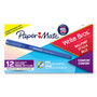 Paper Mate Write Bros. Grip Ballpoint Pen, Stick, Medium 1 mm, Blue Ink, Blue Barrel, Dozen