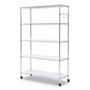 Alera 5-Shelf Wire Shelving Kit with Casters and Shelf Liners, 48w x 18d x 72h, Silver (ALESW654818SR) View Product Image