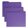 Smead Reinforced Top Tab Colored File Folders, 1/3-Cut Tabs: Assorted, Letter Size, 0.75" Expansion, Purple, 100/Box