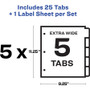 Avery Print and Apply Index Maker Clear Label Dividers, Extra Wide Tab, 5-Tab, White Tabs, 11.25 x 9.25, White, 5 Sets