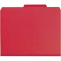 Smead Eight-Section Pressboard Top Tab Classification Folders, 8 SafeSHIELD Fasteners, 3 Dividers, Letter Size, Bright Red, 10/Box