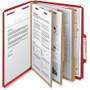 Smead Eight-Section Pressboard Top Tab Classification Folders, 8 SafeSHIELD Fasteners, 3 Dividers, Letter Size, Bright Red, 10/Box