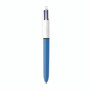BIC 4-Color Multi-Color Ballpoint Pen, Retractable, Medium 1mm, Black/Blue/Green/Red Ink, Blue/White Barrel