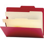 Smead Top Tab Classification Folders, Six SafeSHIELD Fasteners, 2" Expansion, 2 Dividers, Letter Size, Red Exterior, 10/Box