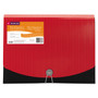 Smead 12-Pocket Poly Expanding File, 0.88" Expansion, 12 Sections, Cord/Hook Closure, 1/6-Cut Tabs, Letter Size, Black/Red