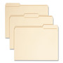Smead 100% Recycled Reinforced Top Tab File Folders, 1/3-Cut Tabs: Assorted, Letter Size, 0.75" Expansion, Manila, 100/Box