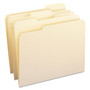 Smead 100% Recycled Reinforced Top Tab File Folders, 1/3-Cut Tabs: Assorted, Letter Size, 0.75" Expansion, Manila, 100/Box