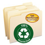 Smead 100% Recycled Reinforced Top Tab File Folders, 1/3-Cut Tabs: Assorted, Letter Size, 0.75" Expansion, Manila, 100/Box