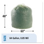 Stout by Envision EcoSafe-6400 Bags, 64 gal, 0.85 mil, 48" x 60", Green, 30/Box