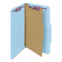 Smead Four-Section Pressboard Top Tab Classification Folders, Four SafeSHIELD Fasteners, 1 Divider, Legal Size, Blue, 10/Box
