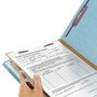 Smead Four-Section Pressboard Top Tab Classification Folders, Four SafeSHIELD Fasteners, 1 Divider, Legal Size, Blue, 10/Box