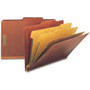 Smead Pressboard Classification Folders, Eight SafeSHIELD Fasteners, 2/5-Cut Tabs, 3 Dividers, Legal Size, Red, 10/Box