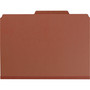 Smead Pressboard Classification Folders, Eight SafeSHIELD Fasteners, 2/5-Cut Tabs, 3 Dividers, Legal Size, Red, 10/Box