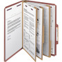 Smead Pressboard Classification Folders, Eight SafeSHIELD Fasteners, 2/5-Cut Tabs, 3 Dividers, Legal Size, Red, 10/Box