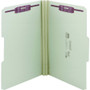 Smead Recycled Pressboard Fastener Folders, 1/3-Cut Tabs, Two SafeSHIELD Fasteners, 2" Expansion, Legal Size, Gray-Green, 25/Box