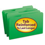 Smead Reinforced Top Tab Colored File Folders, 1/3-Cut Tabs: Assorted, Legal Size, 0.75" Expansion, Green, 100/Box