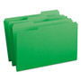 Smead Reinforced Top Tab Colored File Folders, 1/3-Cut Tabs: Assorted, Legal Size, 0.75" Expansion, Green, 100/Box