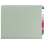 Smead End Tab Pressboard Classification Folders, Four SafeSHIELD Fasteners, 2" Expansion, 1 Divider, Letter Size, Gray-Green, 10/BX