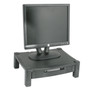 Kantek Monitor Stand with Drawer, 17" x 13.25" x 3" to 6.5", Black, Supports 50 lbs