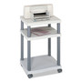 Safco Wave Design Deskside Printer Stand, Plastic, 3 Shelves, 20" x 17.5" x 29.25", White/Charcoal Gray
