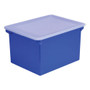 Storex Plastic File Tote, Letter/Legal Files, 18.5" x 14.25" x 10.88", Blue/Clear