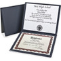 Oxford Certificate Holder - 12" x 10" - 2 Pocket(s) - Navy - Tab, Padded, Moisture Resistant, Wall Mountable, Window, Durable