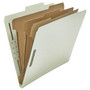 Universal Eight-Section Pressboard Classification Folders, 3" Expansion, 3 Dividers, 8 Fasteners, Letter Size, Gray Exterior, 10/Box