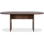 Lorell Essentials Oval Conference Table - x 1.3" Thickness Table Top, 29.5" Height x 70.9" Width x 35.4" Depth Table - Finish: Walnut Laminate - Adjustable Foot Glide