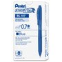 Pentel EnerGel-X Gel Pen, Retractable, Medium 0.7 mm, Blue Ink, Translucent Blue/Blue Barrel, Dozen
