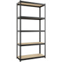 Lorell Narrow Riveted Shelving - 5 Shelf(ves) - 60" Height x 30" Width x 12" Depth - 28% Recycled - Black - Steel