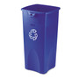 Rubbermaid Commercial Untouchable Square Waste Receptacle, 23 gal, Plastic, Blue