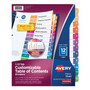 Avery Customizable TOC Ready Index Multicolor Tab Dividers, 12-Tab, 1 to 12, 11 x 8.5, White, Traditional Color Tabs, 1 Set
