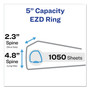 Avery Durable View Binder with DuraHinge and EZD Rings, 3 Rings, 5" Capacity, 11 x 8.5, Black, (9900) View Product Image