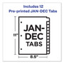 Avery Preprinted Laminated Tab Dividers with Gold Reinforced Binding Edge, 12-Tab, Jan. to Dec., 11 x 8.5, Buff, 1 Set