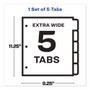 Avery Print and Apply Index Maker Clear Label Dividers, Extra Wide Tab, 5-Tab, White Tabs, 11.25 x 9.25, White, 1 Set
