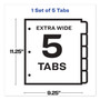 Avery Print and Apply Index Maker Clear Label Dividers, Extra Wide Tab, 5-Tab, White Tabs, 11.25 x 9.25, White, 1 Set