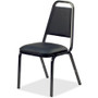 Lorell Upholstered Stacking Chairs - Black Seat Color - Vinyl Seat Material - Black Frame Color - Steel Frame Material - Charcoal Black