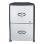 Storex Mobile Filing Cabinet with Metal Siding, 2 Letter-Size File Drawers, Silver/Black, 19" x 15" x 23"