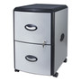 Storex Mobile Filing Cabinet with Metal Siding, 2 Letter-Size File Drawers, Silver/Black, 19" x 15" x 23" (STX61351U01C) View Product Image