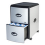 Storex Mobile Filing Cabinet with Metal Siding, 2 Letter-Size File Drawers, Silver/Black, 19" x 15" x 23"