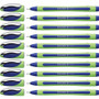 Schneider Xpress Fineliner Porous Point Pen, Stick, Medium 0.8 mm, Blue Ink, Blue/Green Barrel, 10/Box